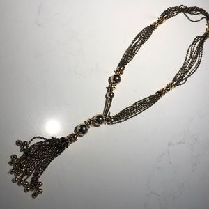 Stella & Dot Bianca antiqued gold tassel necklace